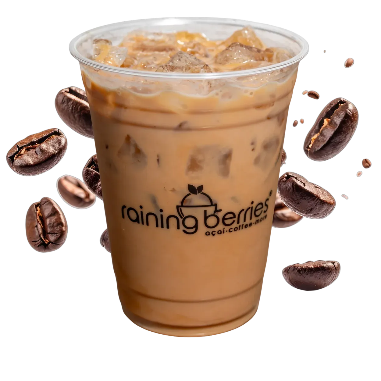 Iced coffee with roasted beans